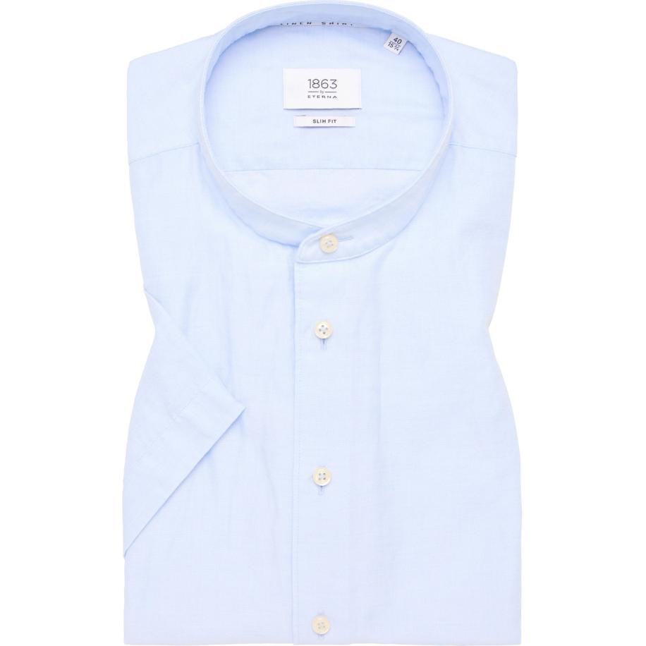 ETERNA 1863 Linnen Overhemd lichtblauw, Effen Blauw