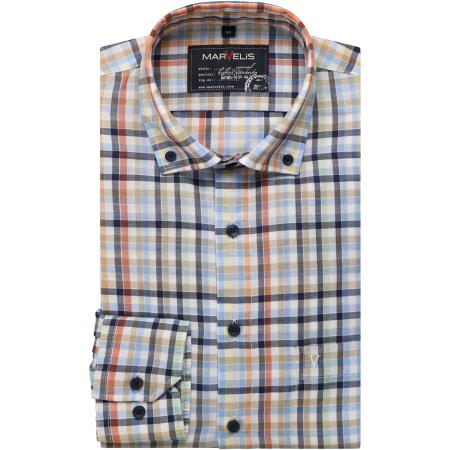 Marvelis Casual Overhemd mandarijn, Ruit