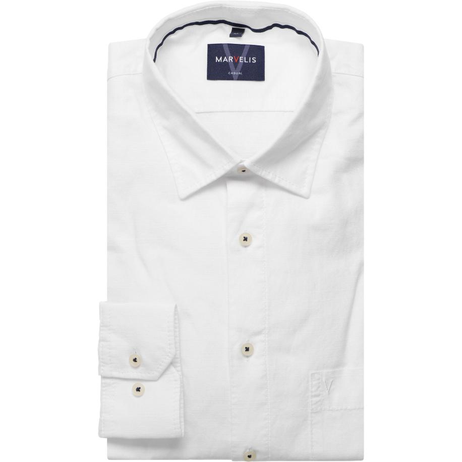 Marvelis Casual Overhemd wit, Effen Wit