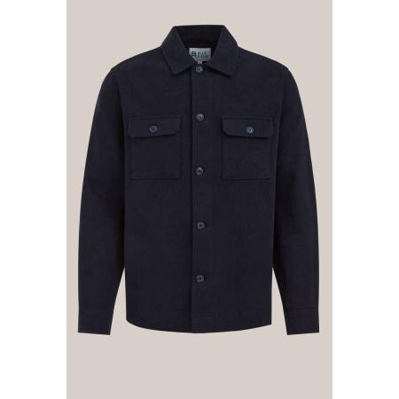 Blue Ridge heren jacquard overshirt met ingeweven print - Boxy Fit - Donkerblauw - Katoen - Maat: XS