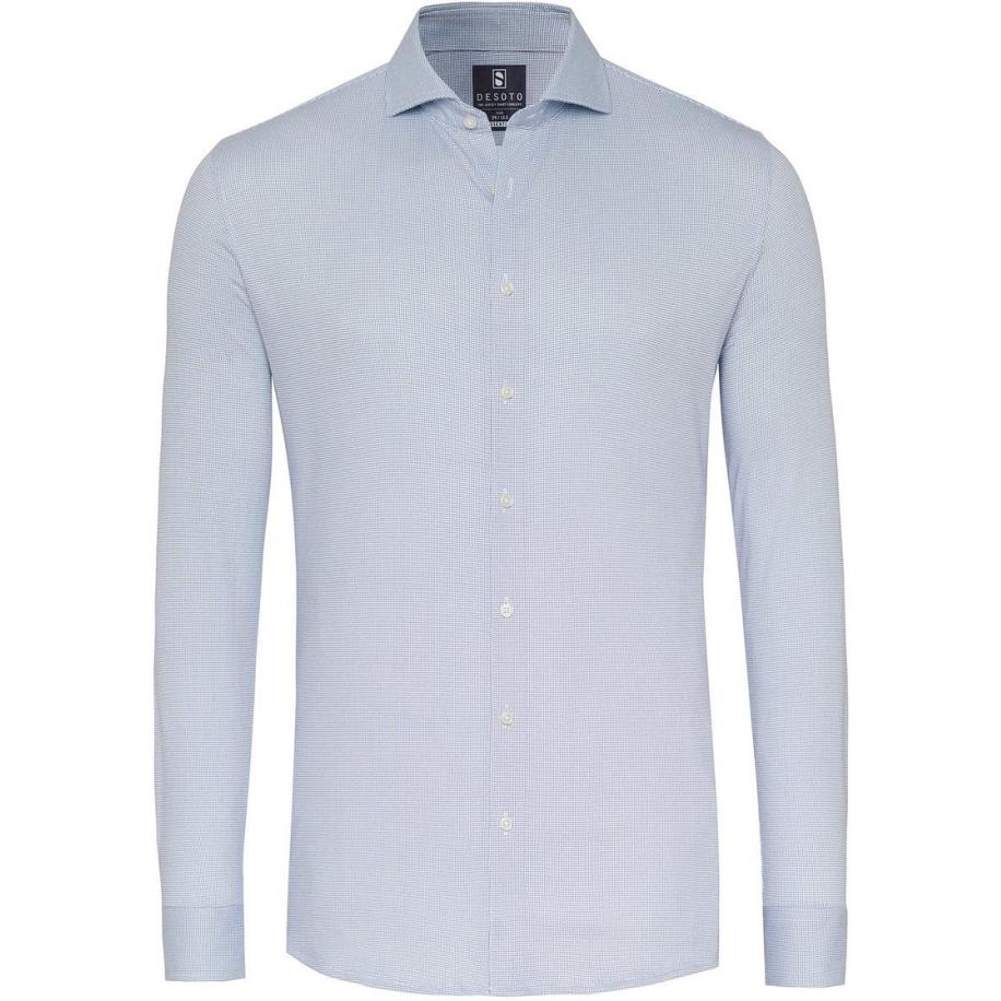 Desoto Essential Overhemd Hai Piqué Dots Blauw Blauw
