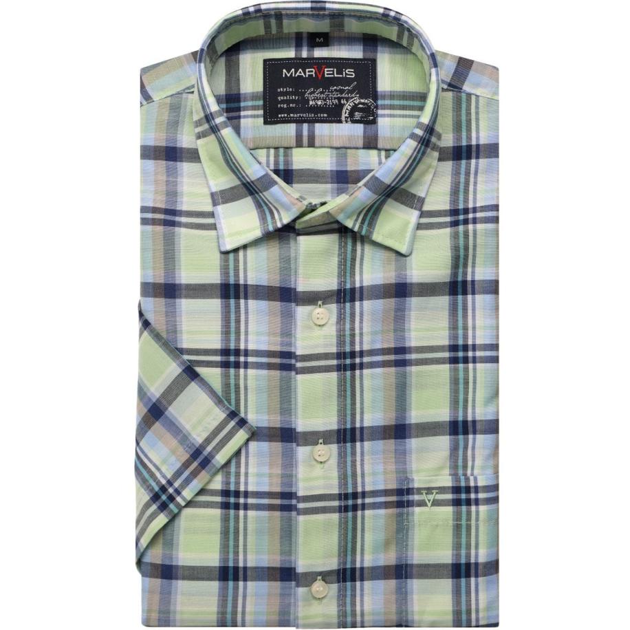 Marvelis Casual Overhemd Korte mouw limegroen Groen