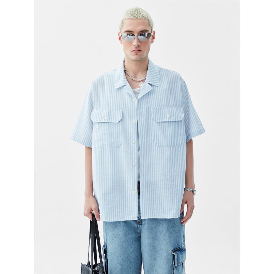 VAMOS CLO Overhemd blauw / wit Blauw