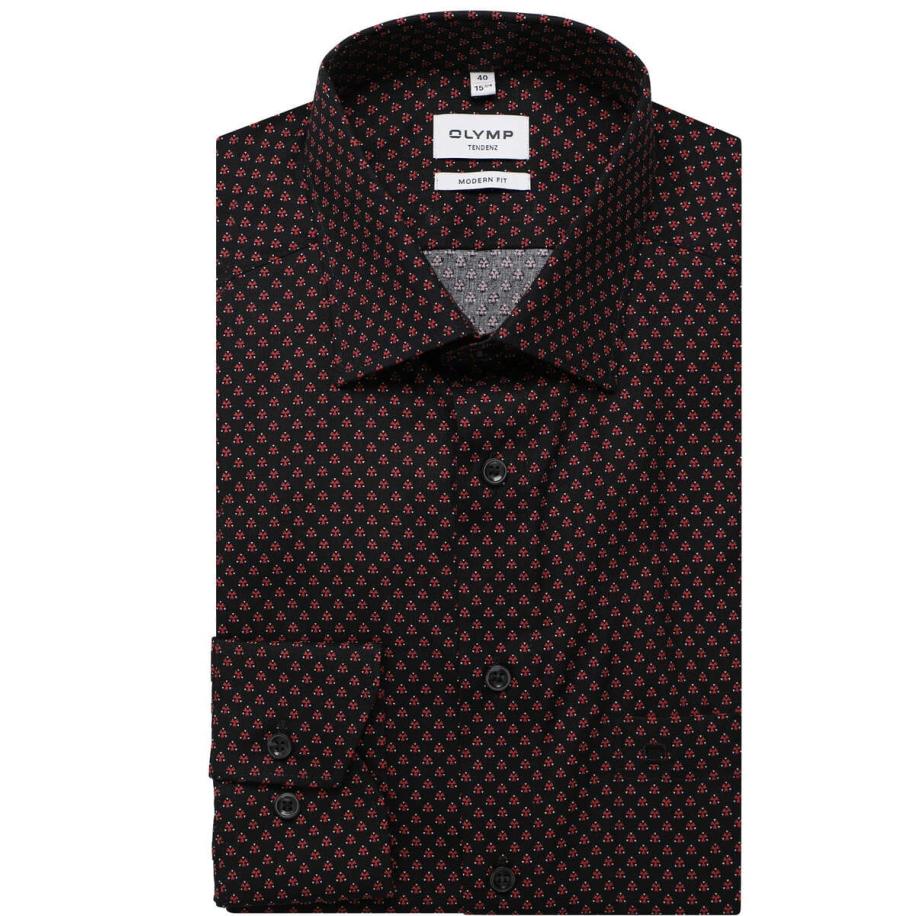 OLYMP Tendenz Overhemd bordeaux, Motief Rood