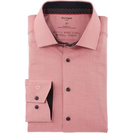 OLYMP Luxor 24/Seven Dynamic Flex Overhemd baksteenrood, Herringbone