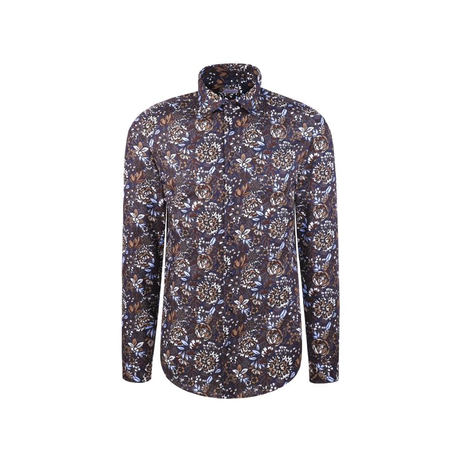 Seidensticker SEIDENSTICKER Zakelijk overhemd Schwarze Rose hemelsblauw / bruin / donkerbruin / wit -