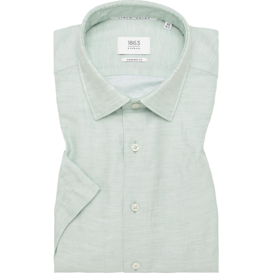 ETERNA 1863 Linnen Overhemd groen, Effen Groen