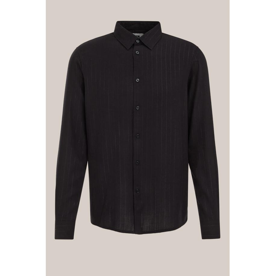 WE Fashion Dames blouse met glittergaren - Regular fit - Zwart - Katoen - Maat: S Zwart