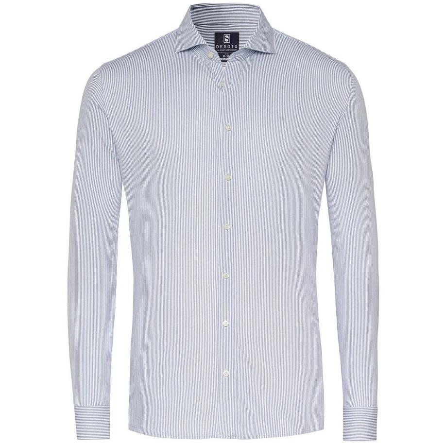 Desoto Essential Overhemd Hai Piqué Strepen Blauw Blauw
