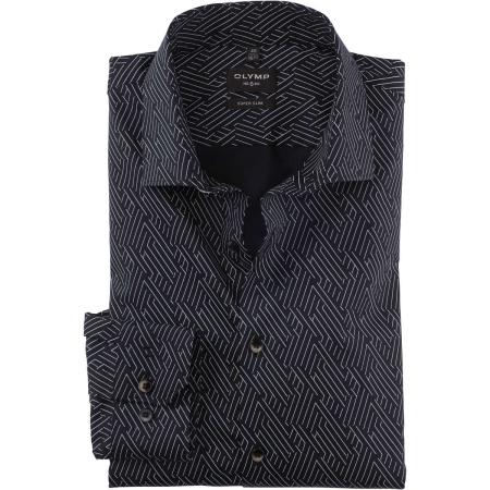OLYMP No. Six Overhemd zwart, Motief