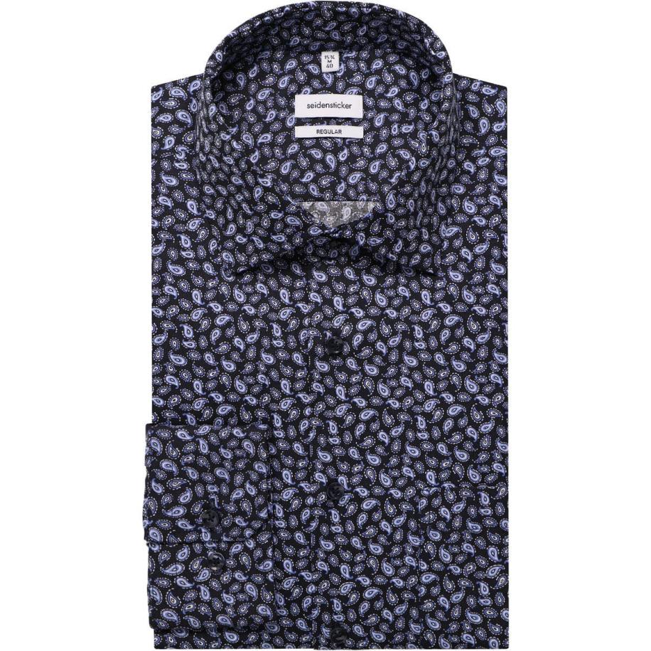 Seidensticker Overhemd blauw, Paisley Blauw
