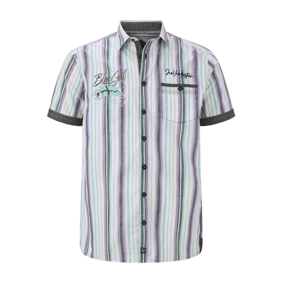 Jan Vanderstorm Overhemd Korte mouw turquoise Blauw
