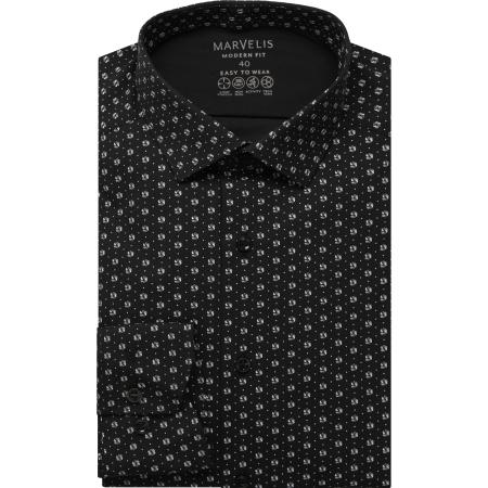 Marvelis Performance Overhemd zwart, Bedrukt