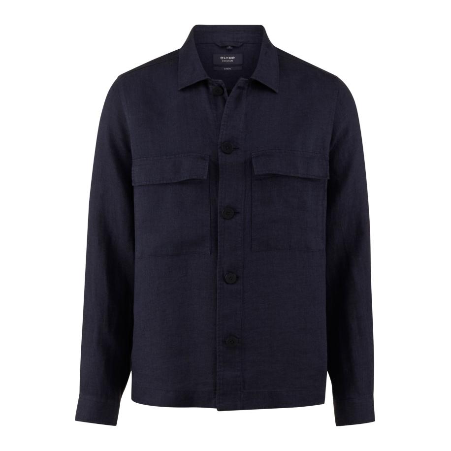 OLYMP SIGNATURE Casual Overshirt marine, Effen Blauw