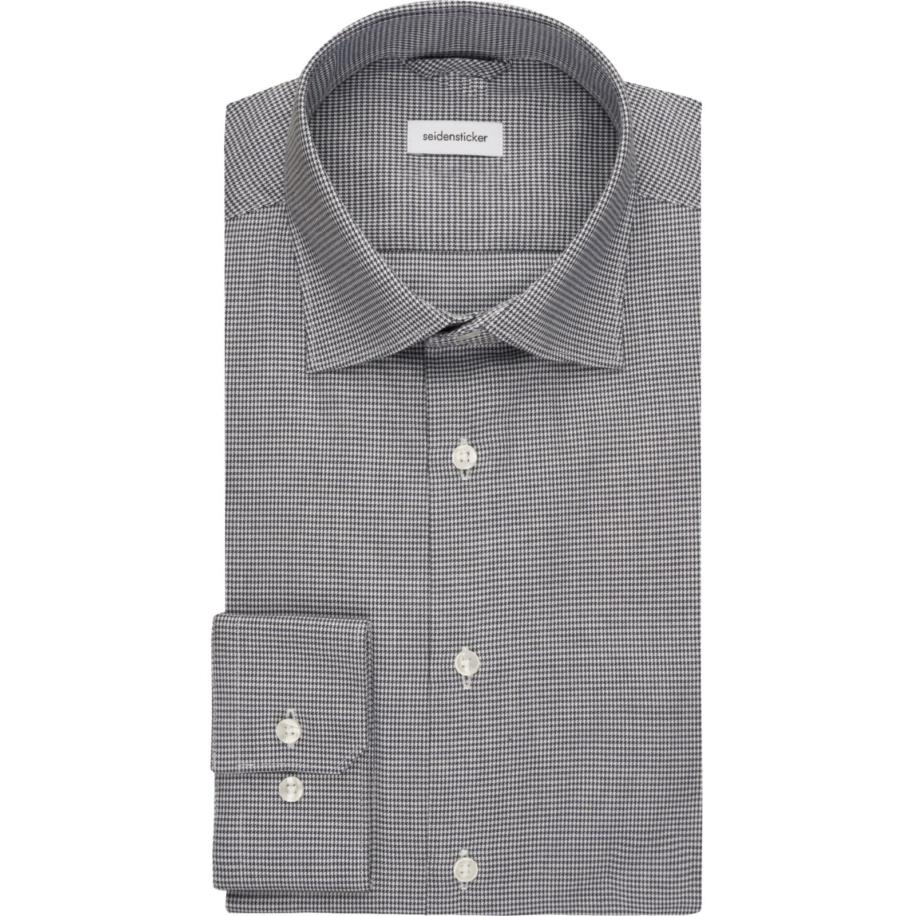 Seidensticker Flanellen Overhemd donkerblauw, Pied De Poule Blauw