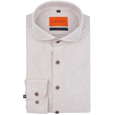 Suitable Herringbone Overhemd Sand