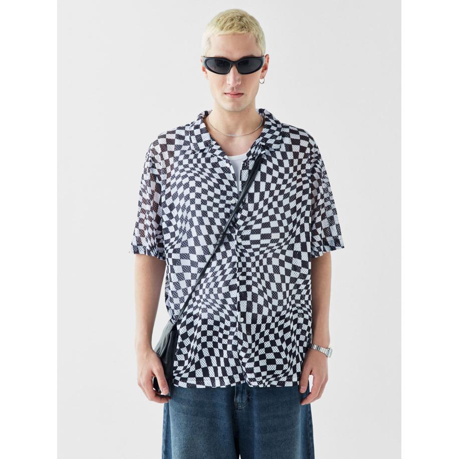VAMOS CLO Overhemd zwart / wit Zwart