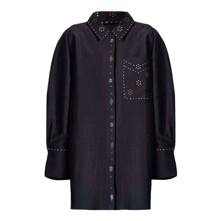 Touche Prive Touche Prive Blouse blauw / zilvergrijs / oranje / zwart -