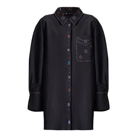 Touche Prive Touche Prive Blouse blauw / zilvergrijs / oranje / zwart