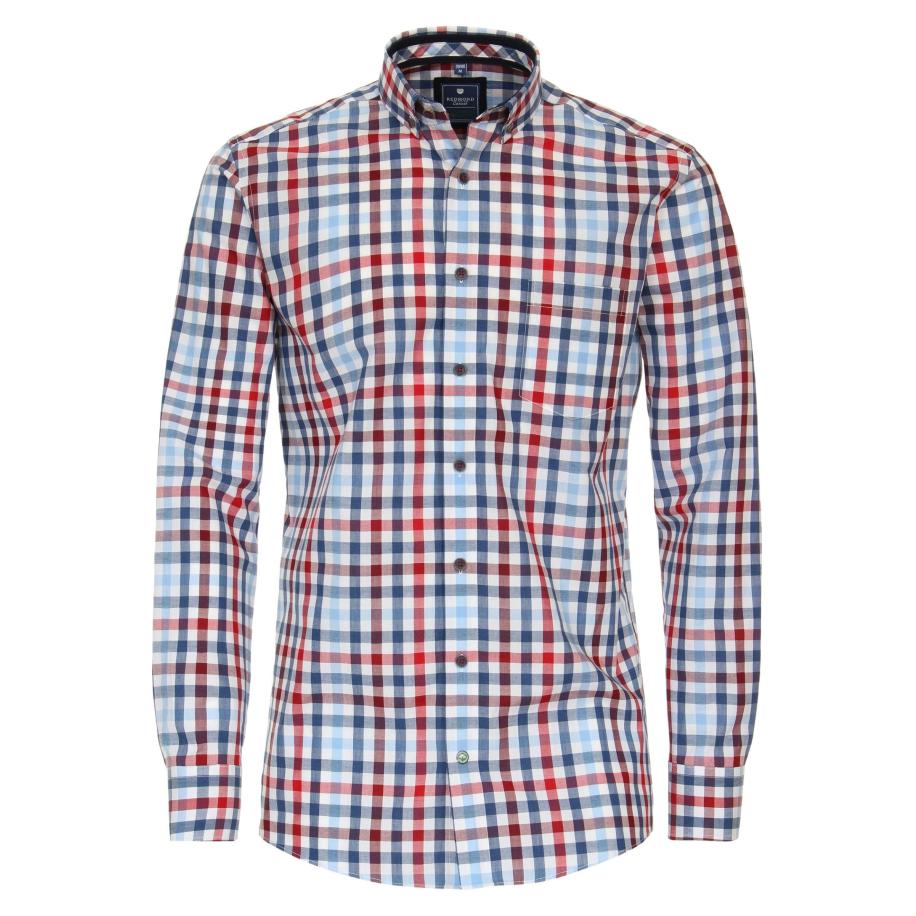 Redmond Casual Overhemd rood, Ruit Rood