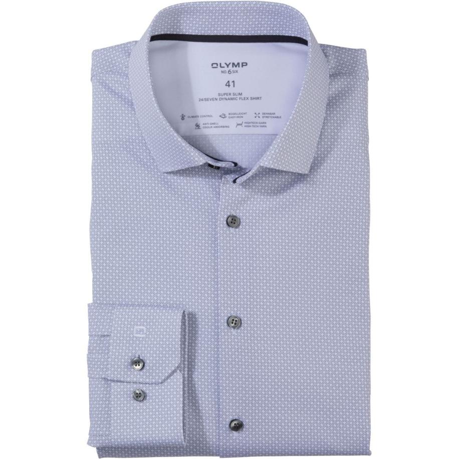 OLYMP No. Six 24/Seven Overhemd zilvergrijs, Bedrukt Grijs