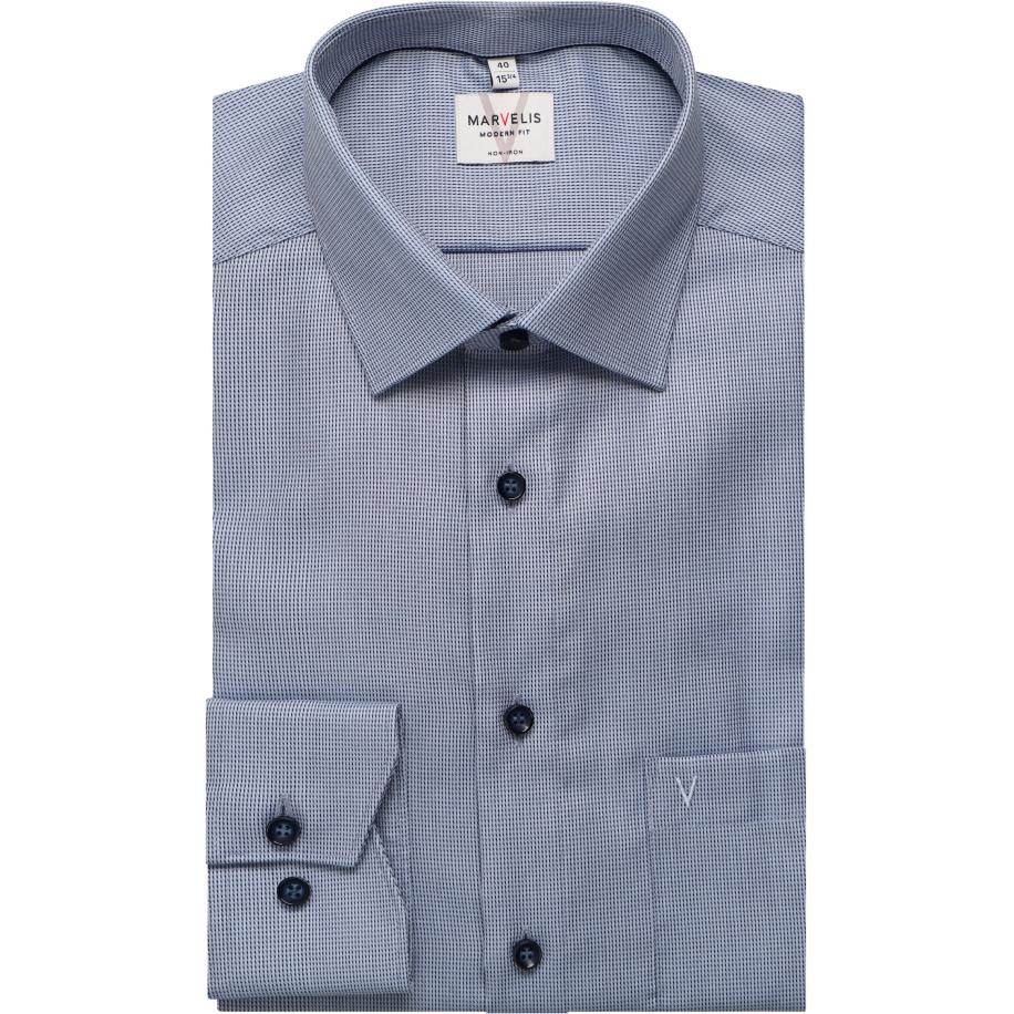 Marvelis Overhemd blauw, Faux-uni Blauw