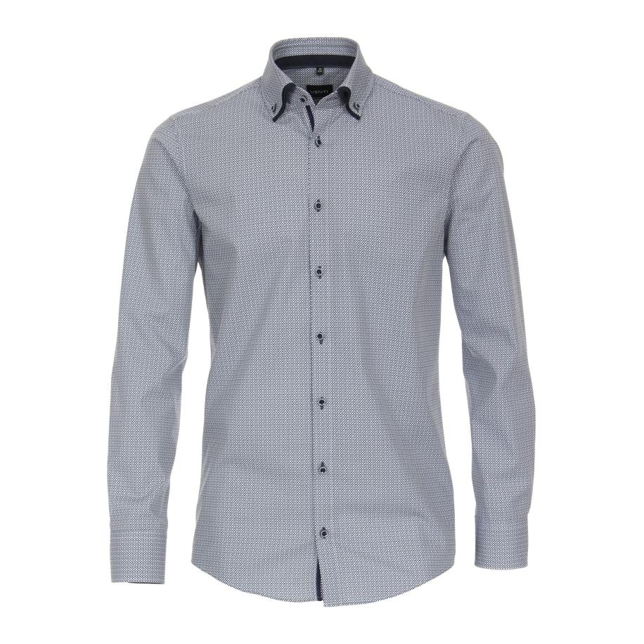 Venti Overhemd blauw, Bedrukt Blauw