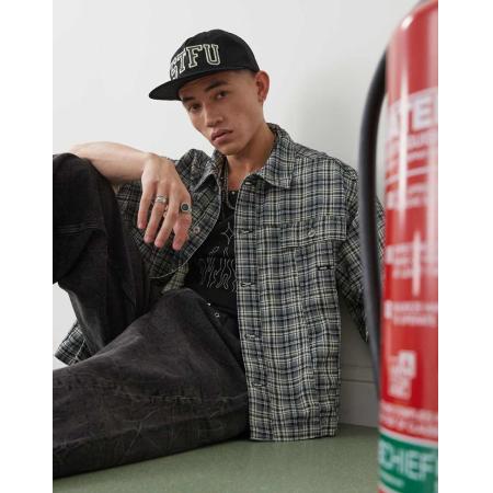 COLLUSION - Geruit skater-overhemd in zwart en wit-Veelkleurig