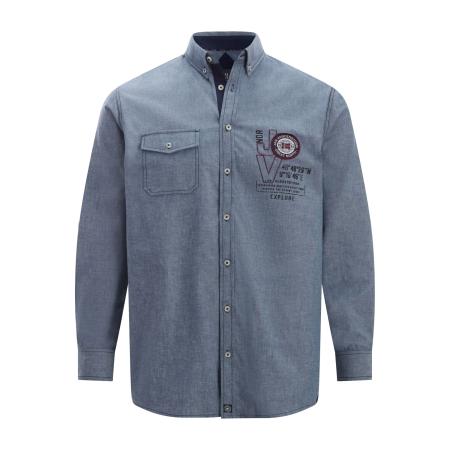 Jan Vanderstorm Denim shirt blauw, Effen