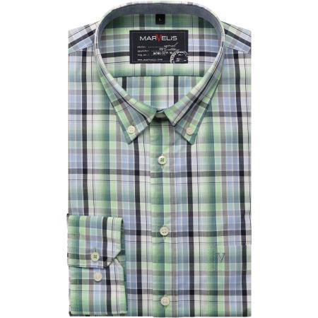 Marvelis Casual Overhemd groen, Ruit