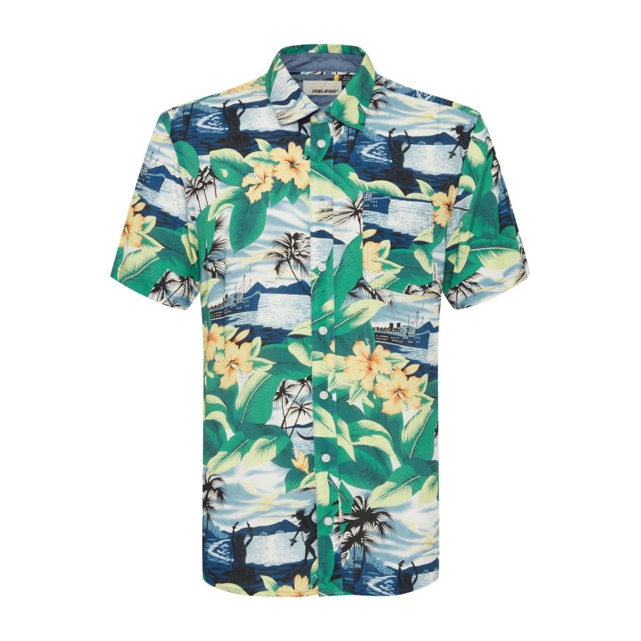 Blend BLEND Overhemd blauw / geel / groen / wit -