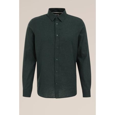 Fundamentals heren easy care linnenmix overhemd - Regular fit - Mosgroen - Linnen - Maat: XL