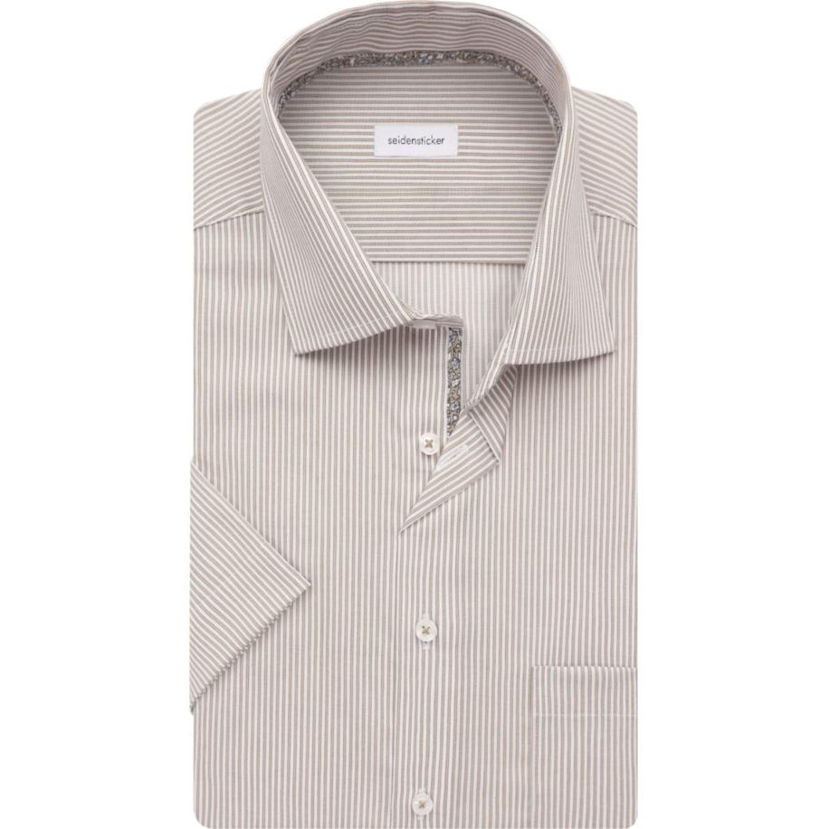 Seidensticker Overhemd Korte mouw zand Bruin