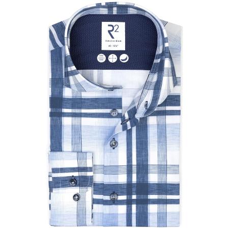 R2 Amsterdam Overhemd blauw, Ruit