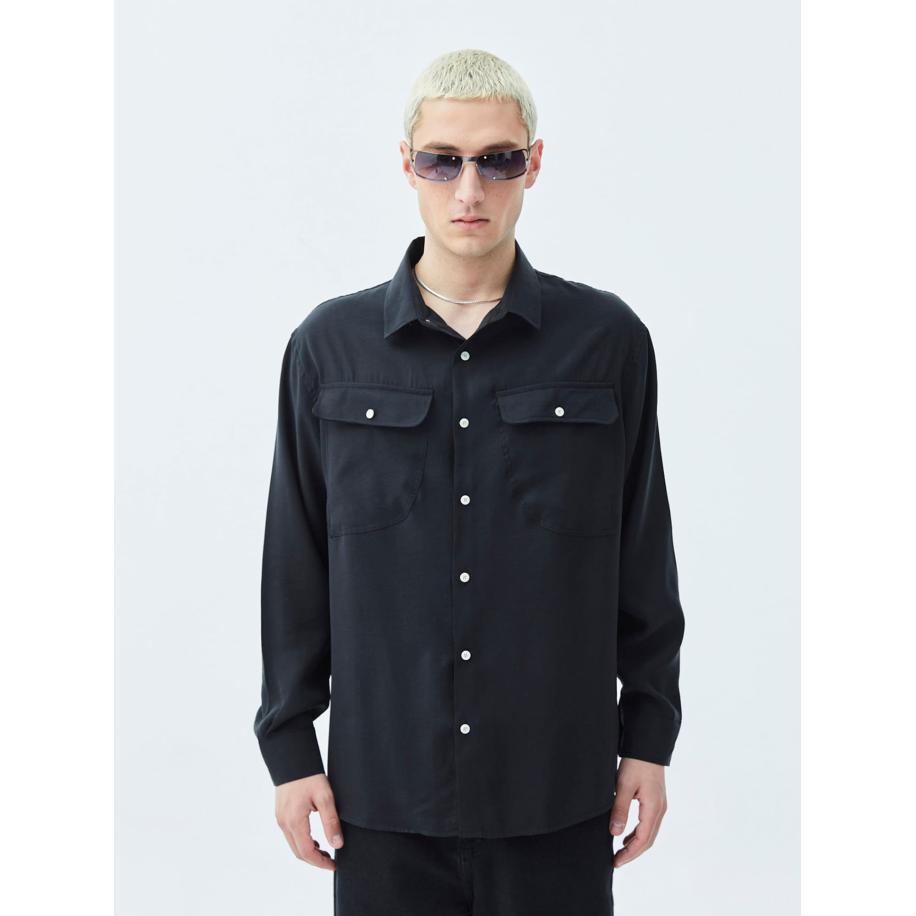 VAMOS CLO Overhemd zwart / wit Zwart