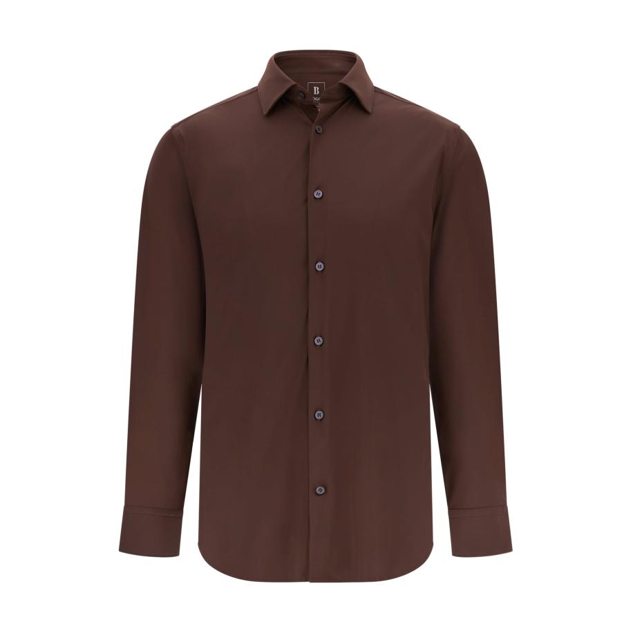 Boggi Milano Boggi Milano Overhemd donkerbruin -