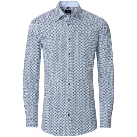 Venti Overhemd blauw, Bedrukt