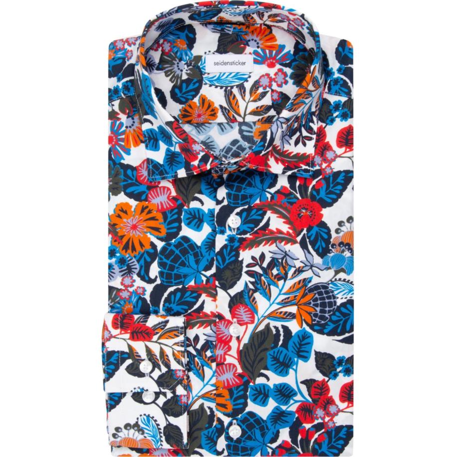 Seidensticker Overhemd rood, Bedrukt Rood