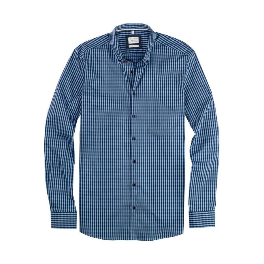 OLYMP Level Five Smart Casual Overhemd blauw, Ruit Blauw