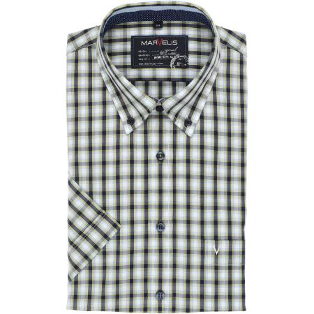 Marvelis Casual Overhemd Korte mouw blauw/groen