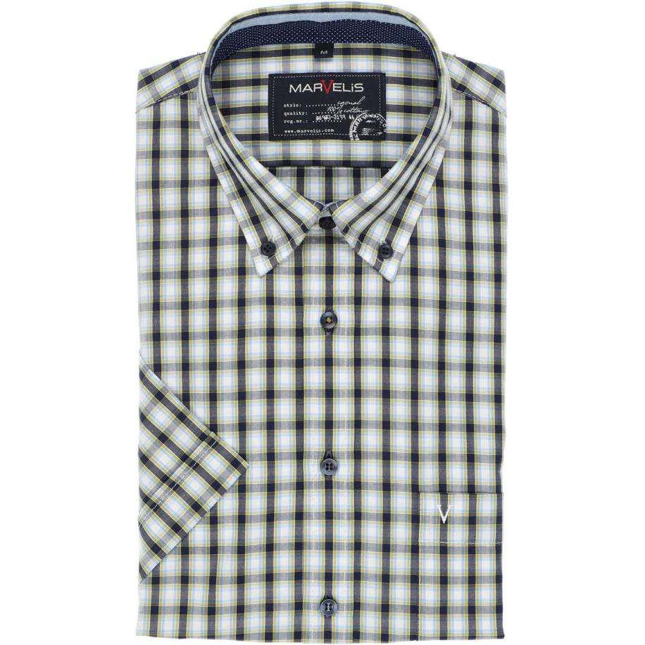 Marvelis Casual Overhemd Korte mouw blauw/groen Multicolor