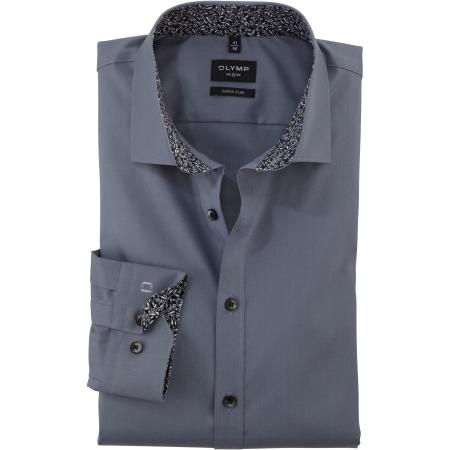 OLYMP No. Six Overhemd zilvergrijs, Effen