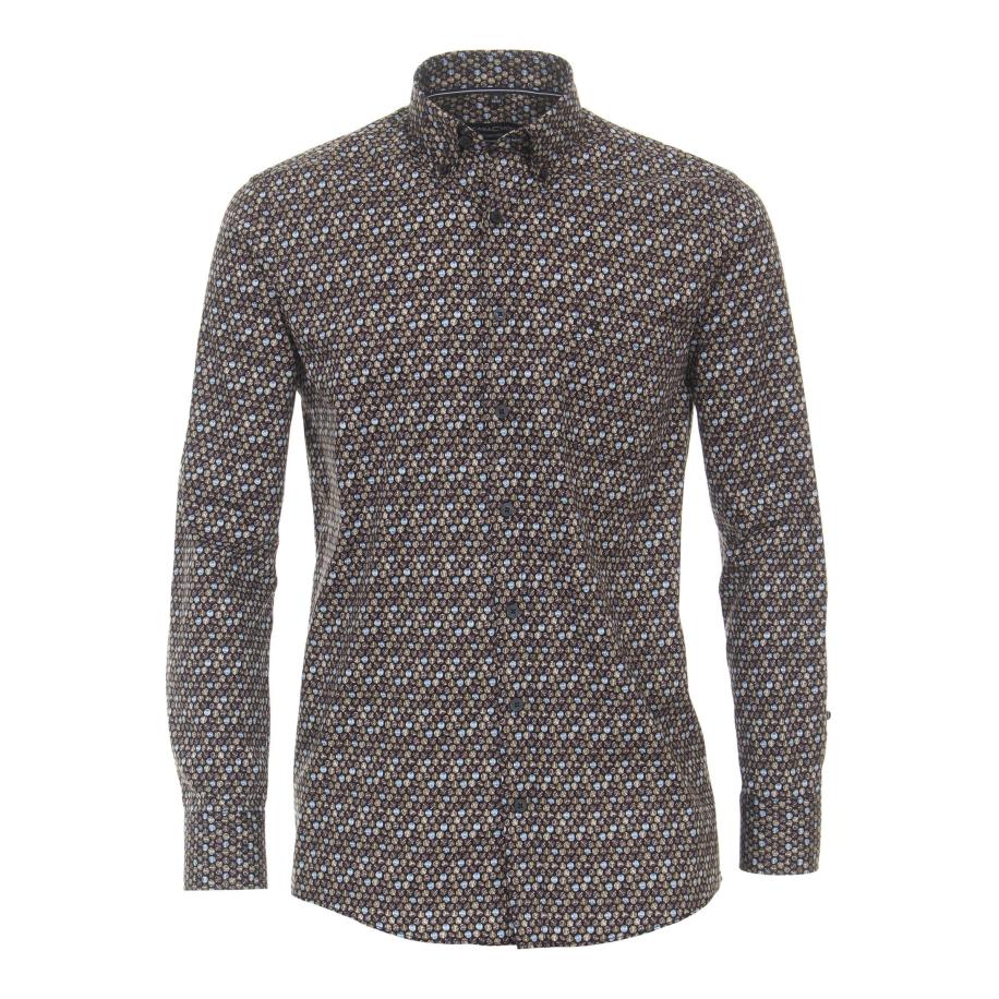 Casa Moda Casual Overhemd bruin, Bedrukt Bruin