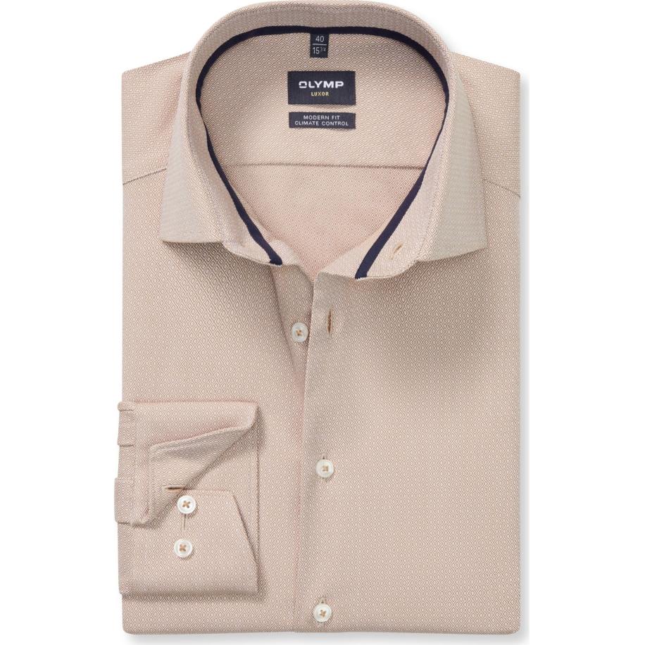 OLYMP Luxor Performance Climate Control Overhemd caramel, Faux-uni Bruin