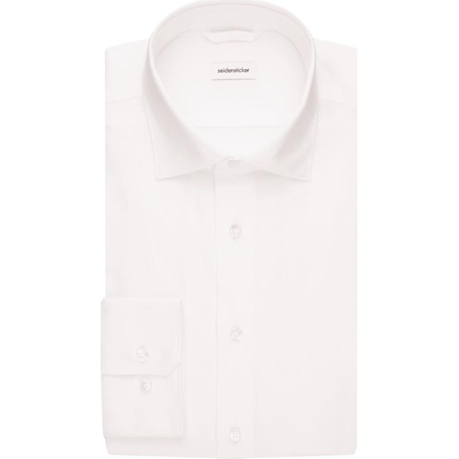 Seidensticker Flanellen Overhemd wit, Effen Wit