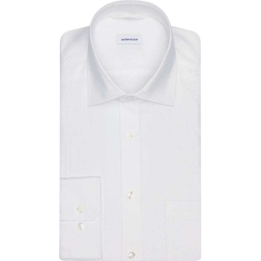 Seidensticker Flanellen Overhemd wit, Effen Wit