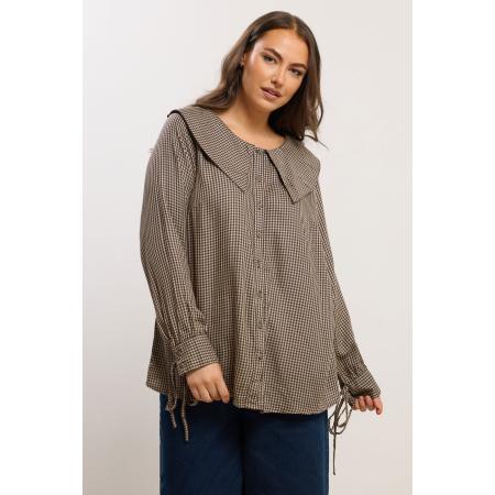 Yours Curve Bruin Geruit Overhemd Size 62-64