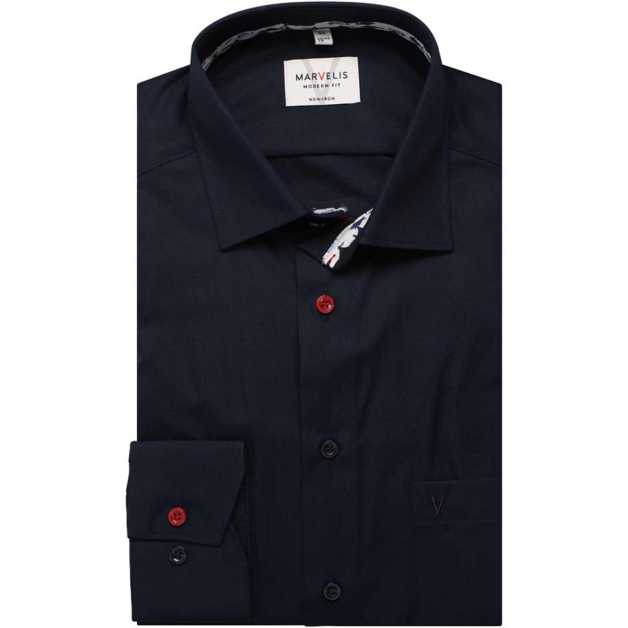 Marvelis Overhemd marine, Effen Blauw