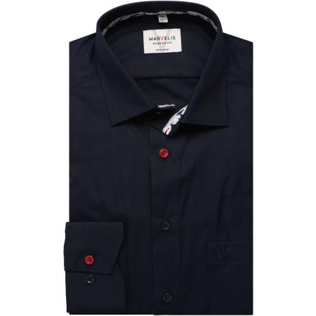 Marvelis Overhemd marine, Effen