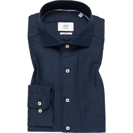 ETERNA 1863 Linnen Overhemd marine, Effen